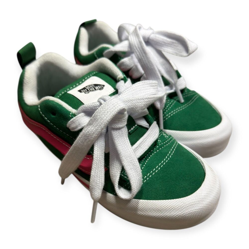 Vans Kids Size 3 Shoes Green/Pink Skate Knu School‎ New